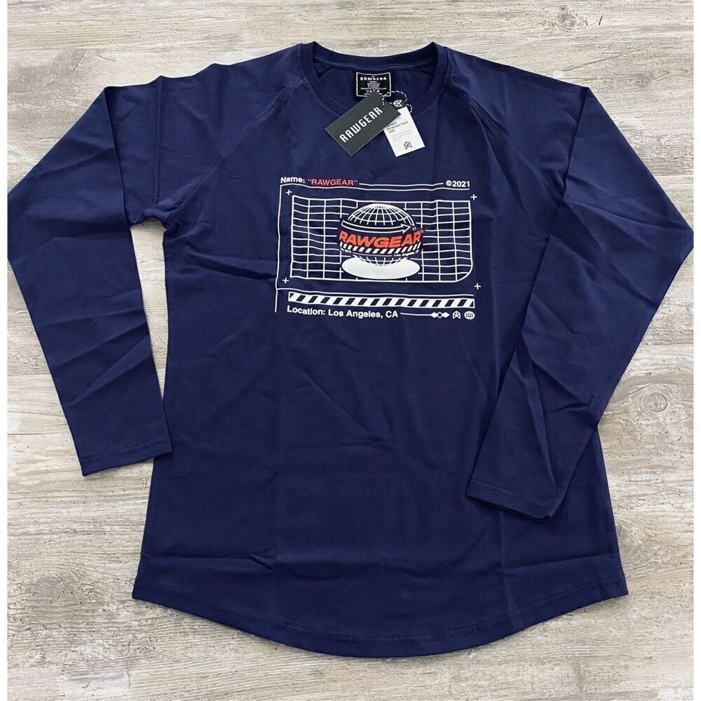 RawGear Mens Navy Long Sleeve Athletic Shirt Sz S